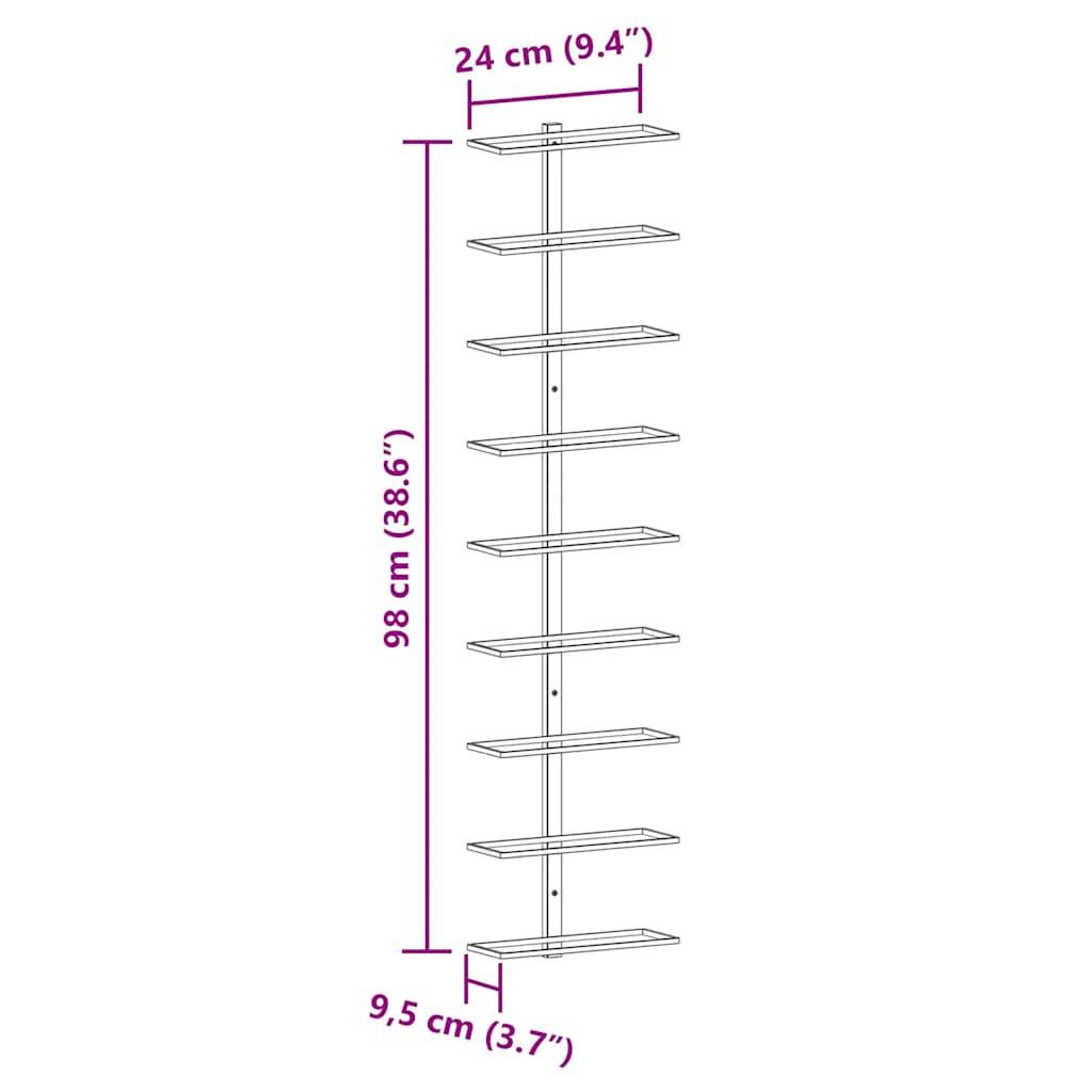 vidaXL Wand-Weinregal für 9 Flaschen 2 Stk. Weiß Eisen