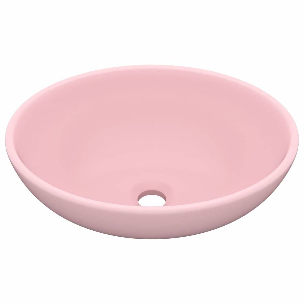 Luxuriöses Ovales Waschbecken Matt Rosa 40x33 cm Keramik