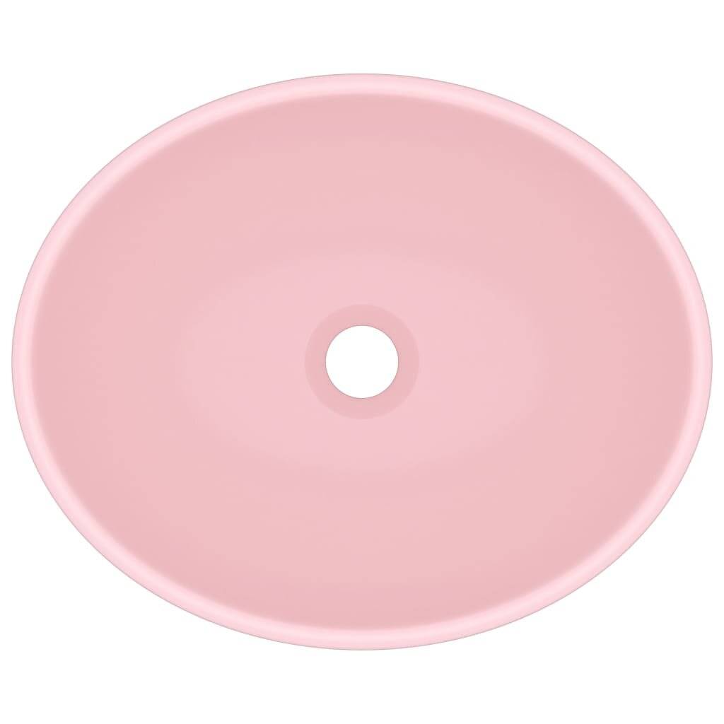 Luxuriöses Ovales Waschbecken Matt Rosa 40x33 cm Keramik