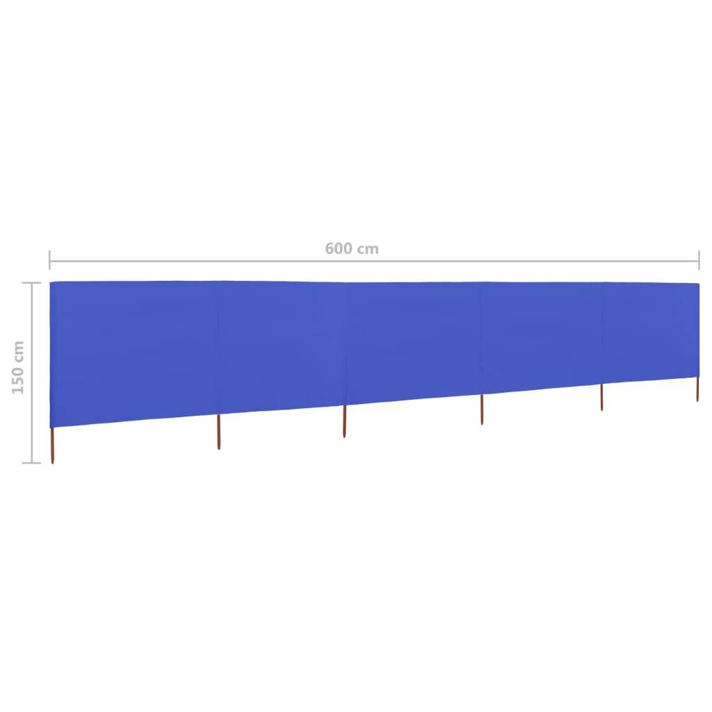 5-teiliges Windschutzgewebe 600 x 120 cm Azurblau