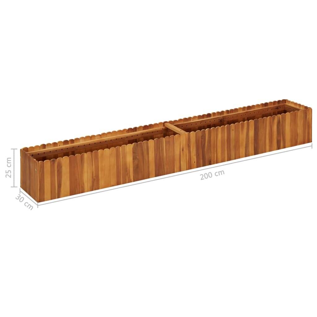 Pflanzkübel 200 x 30 x 25 cm Massivholz Akazie