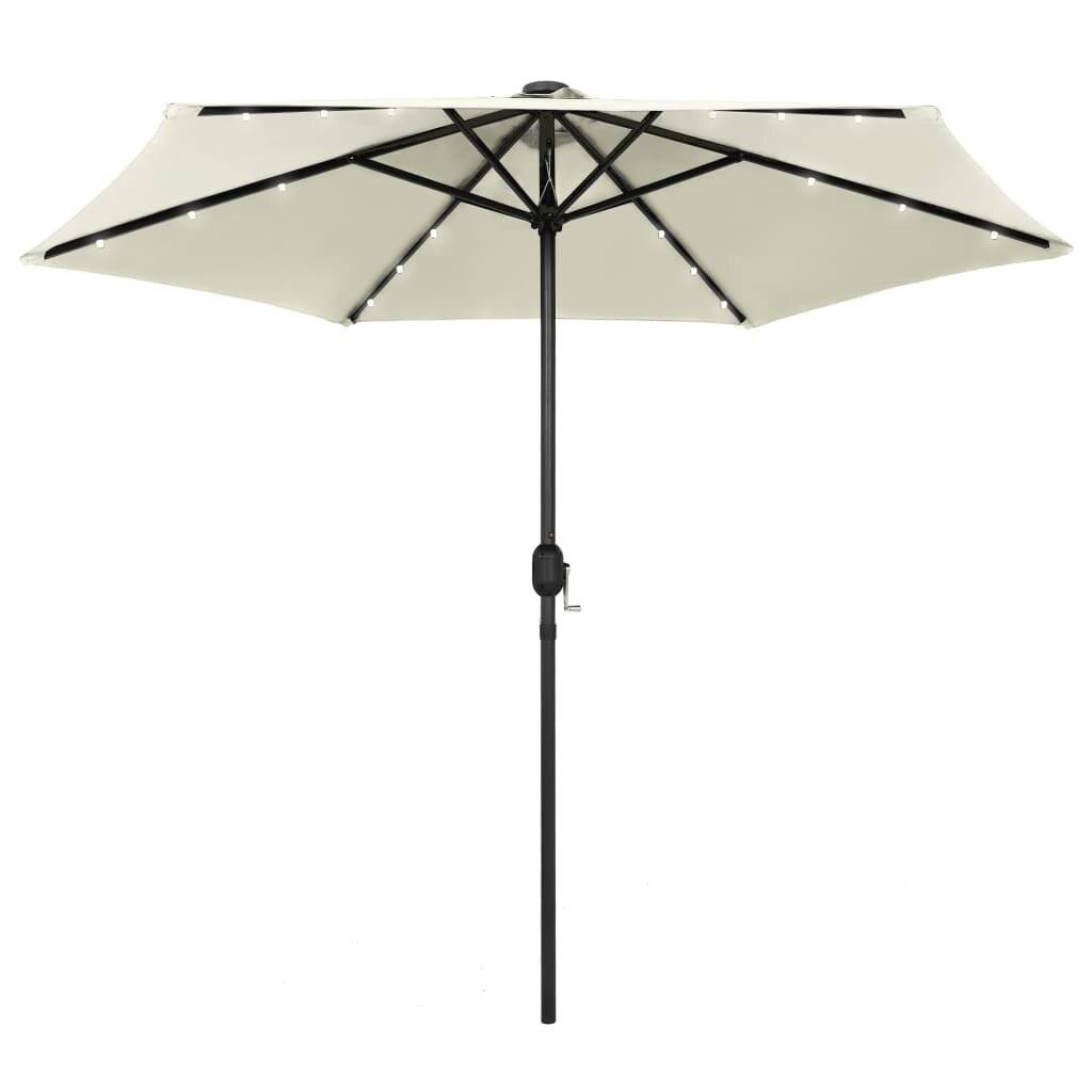 Sonnenschirm mit LED-Leuchten & Aluminium-Mast 270 cm Sandweiß