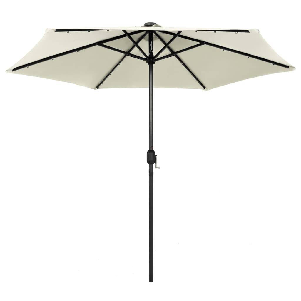 Sonnenschirm mit LED-Leuchten & Aluminium-Mast 270 cm Sandweiß