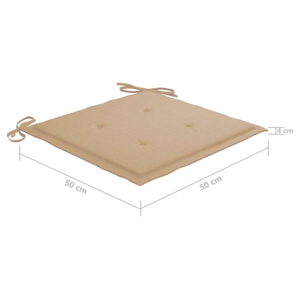 Gartenstuhl-Sitzkissen 6 Stk. Beige 50x50x4 cm Stoff