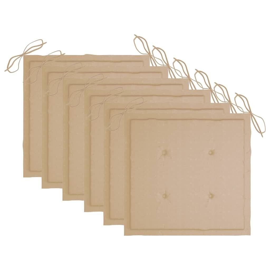 Gartenstuhl-Sitzkissen 6 Stk. Beige 50x50x4 cm Stoff