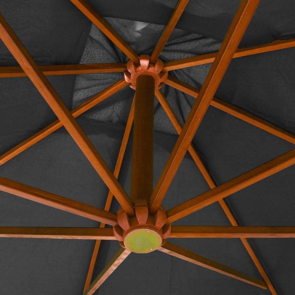 Ampelschirm mit Mast Anthrazit 3x3 m Massivholz Tanne