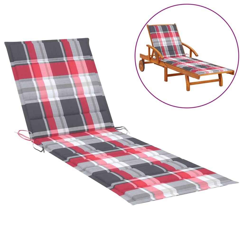 Sonnenliegen-Auflage Rot Karomuster 200x50x4 cm Stoff