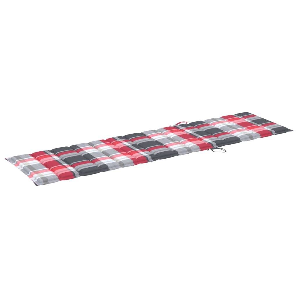 Sonnenliegen-Auflage Rot Karomuster 200x50x4 cm Stoff