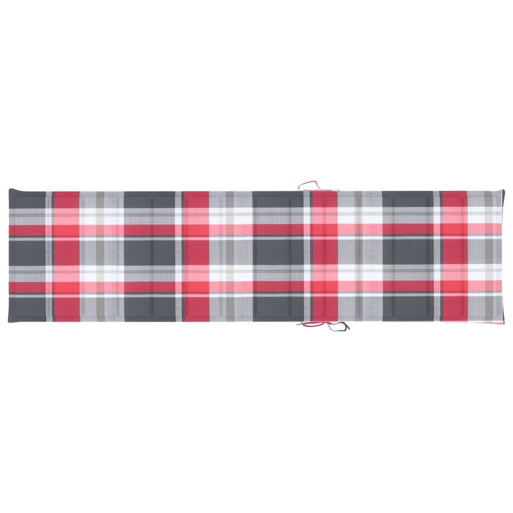 Sonnenliegen-Auflage Rot Karomuster 200x50x4 cm Stoff