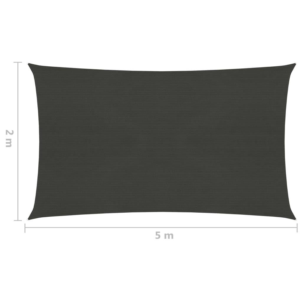 Sonnensegel 160 g/m² Anthrazit 2x5 m HDPE