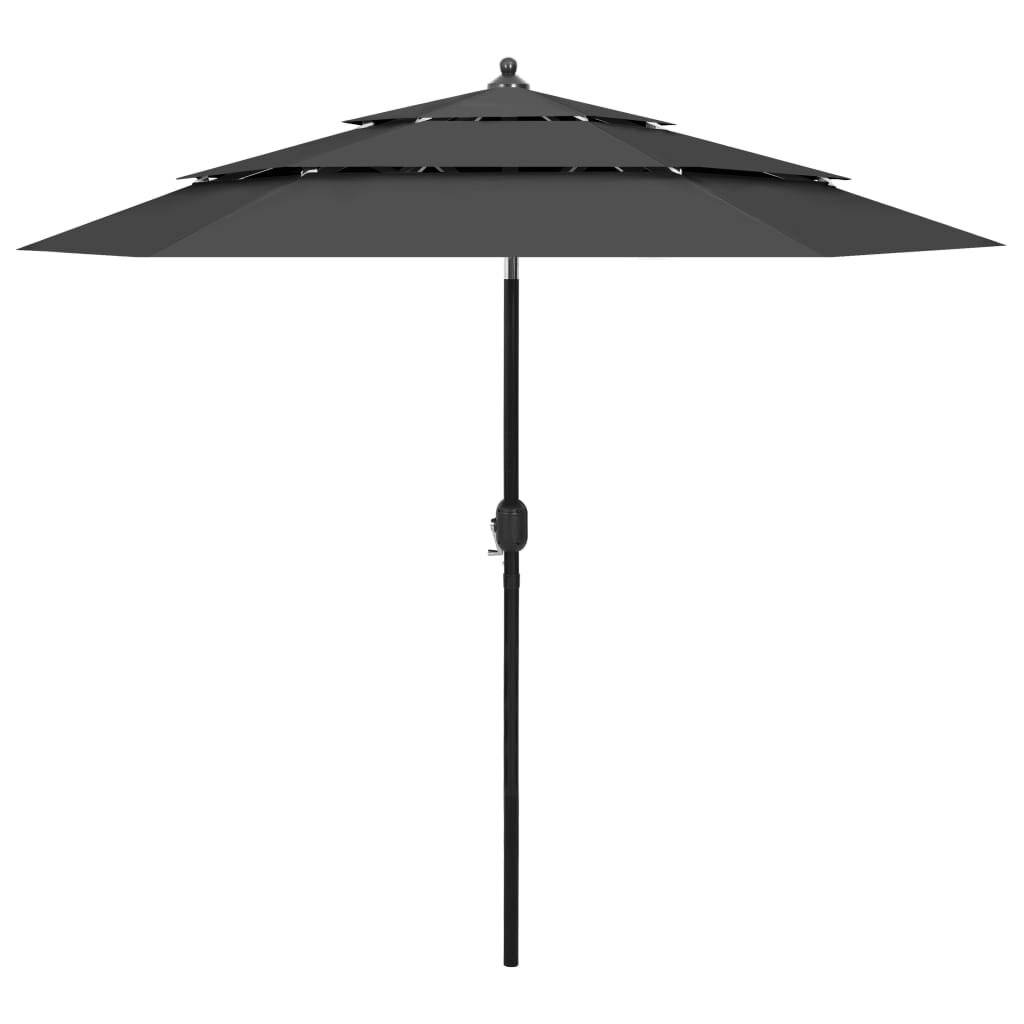 Sonnenschirm mit Aluminium-Mast 3-lagig Anthrazit 2,5 m