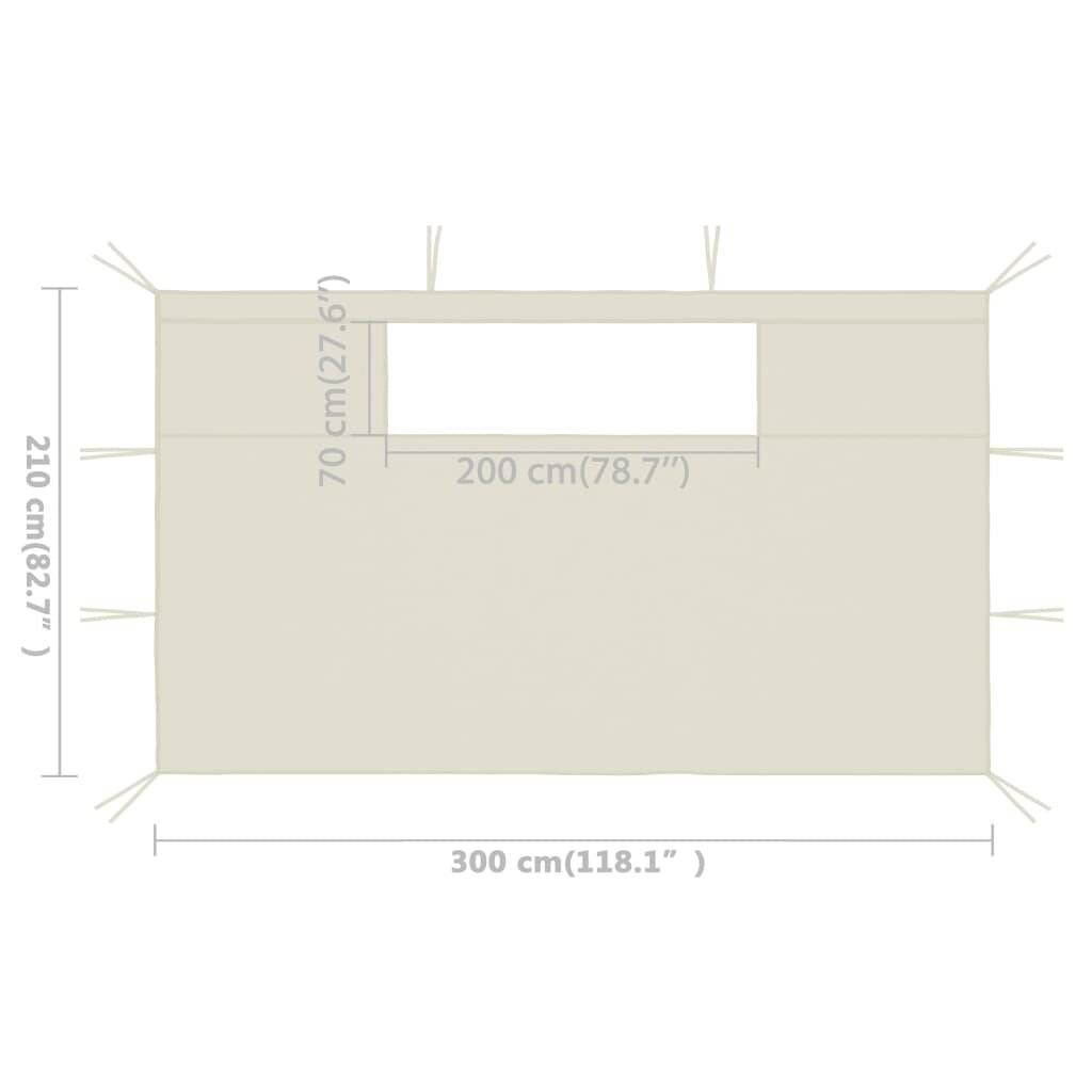 Pavillon-Seitenwände mit Fenstern 2 Stk. Creme