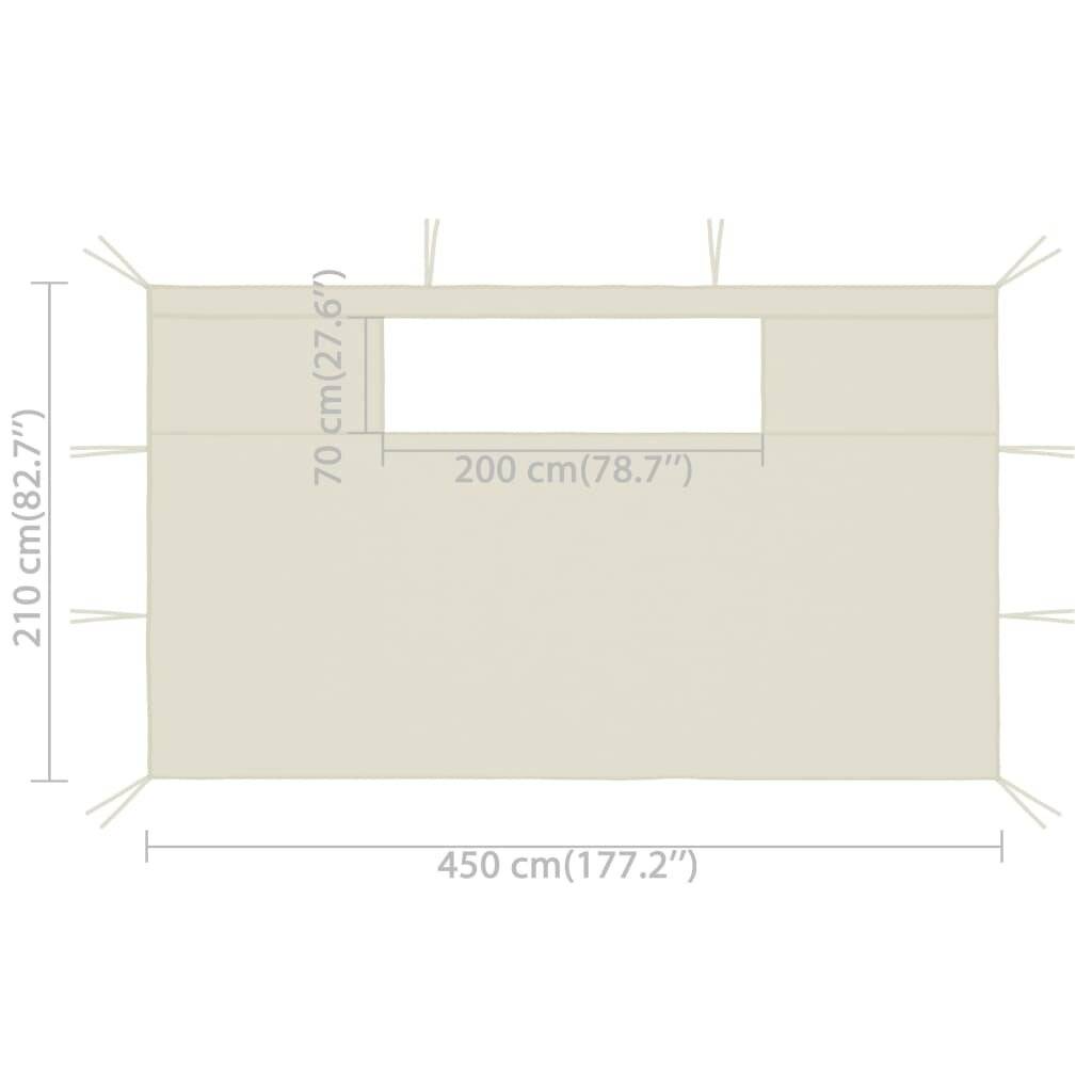 Pavillon-Seitenwände mit Fenstern 2 Stk. Creme