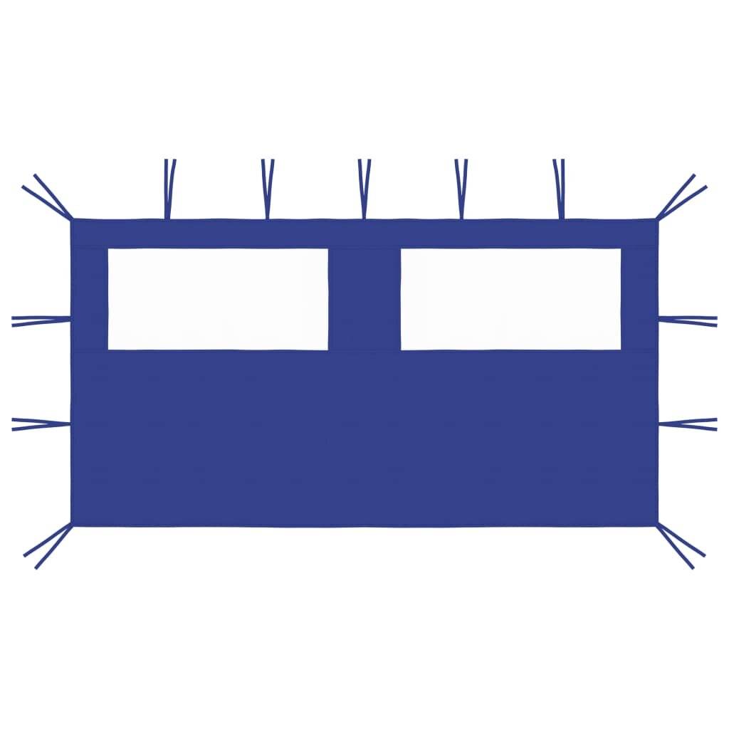Pavillon-Seitenwand mit Fenstern 4x2 m Blau