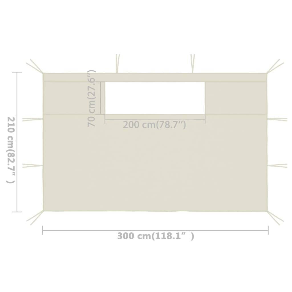 Pavillon-Seitenwände mit Fenstern 2 Stk. Creme