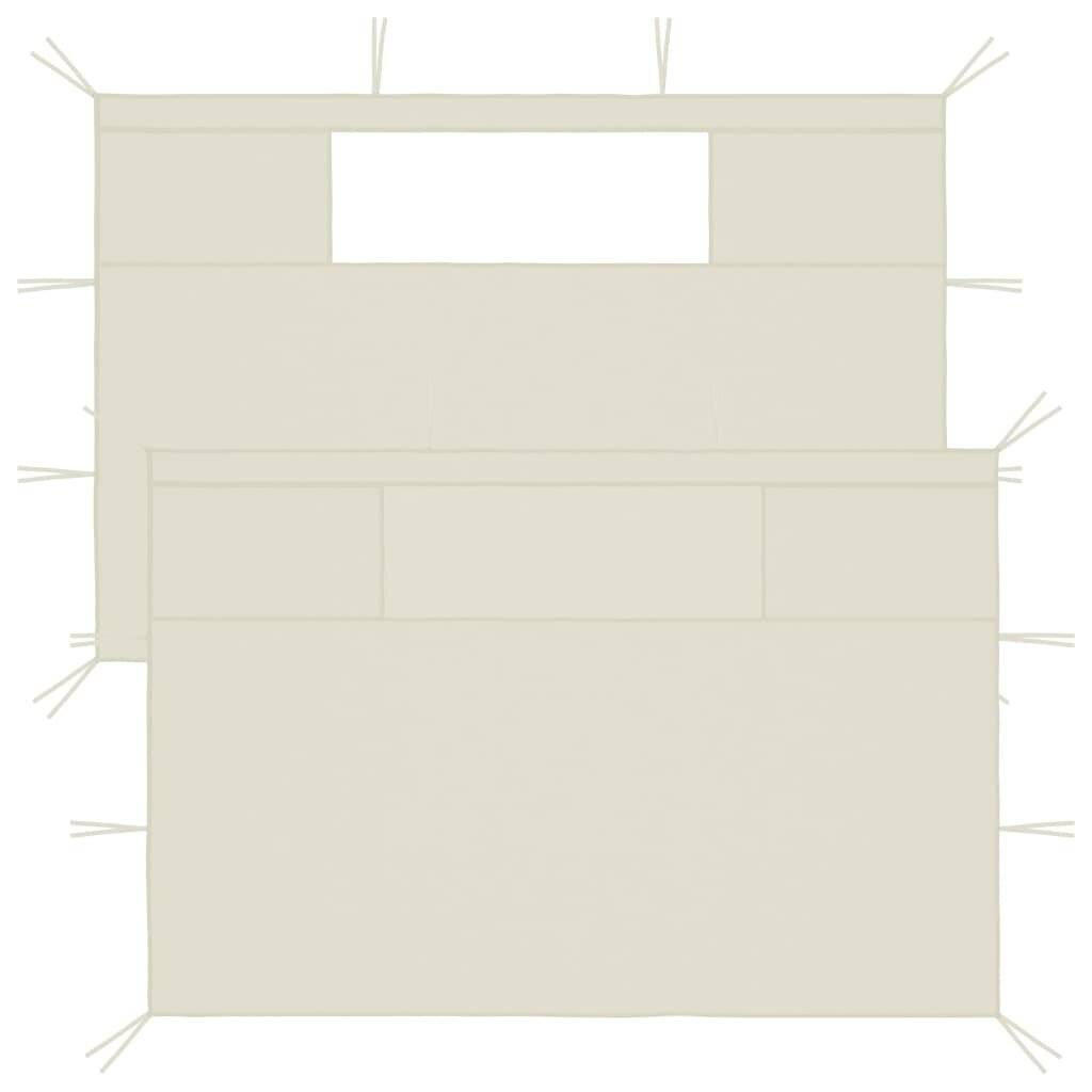 Pavillon-Seitenwände mit Fenstern 2 Stk. Creme