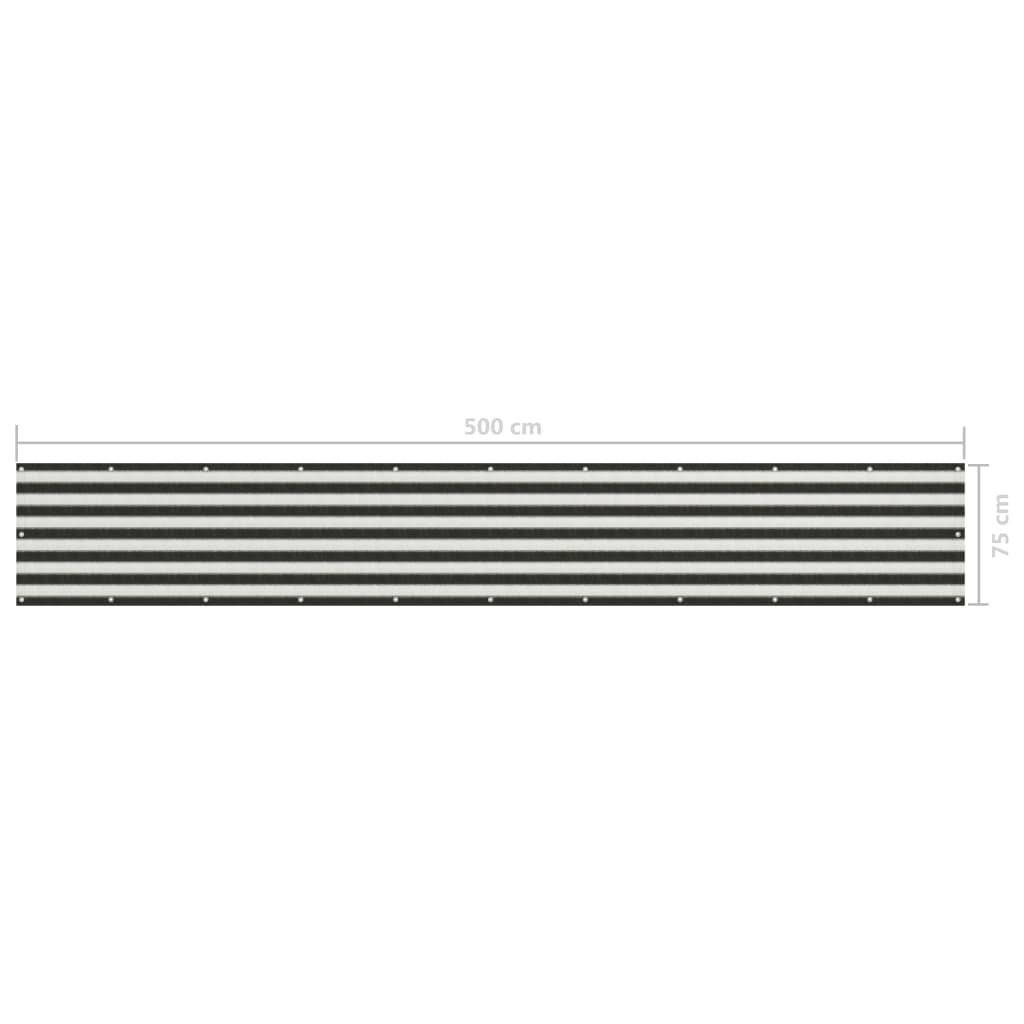 Balkon-Sichtschutz HDPE 75x500 cm Anthrazit und Weiß