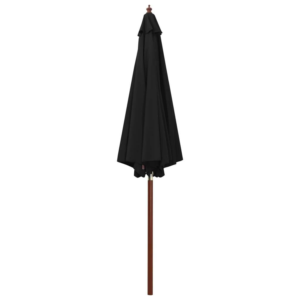 Sonnenschirm mit Holz-Mast 300 x 258 cm Schwarz