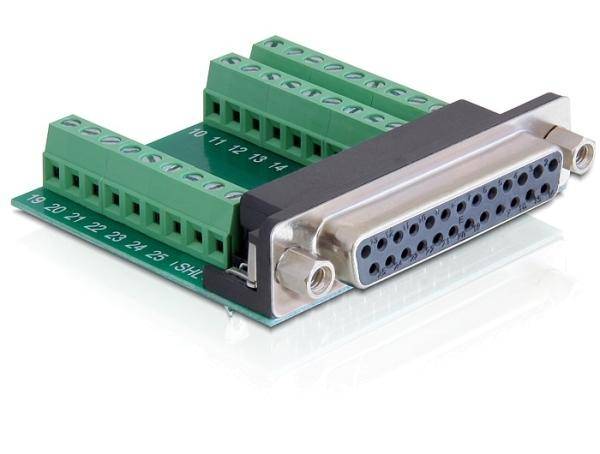 Delock Adapter 65317 D-SUB Buchsenleiste 180 ° Polzahl: 25, 27 1 St.