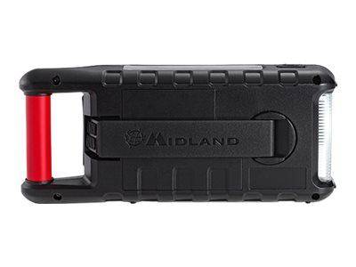 Midland C1173 Outdoorradio UKW Notfallradio Taschenlampe, wiederaufladbar, Handkurbel, Solarpanel Schwarz, Rot