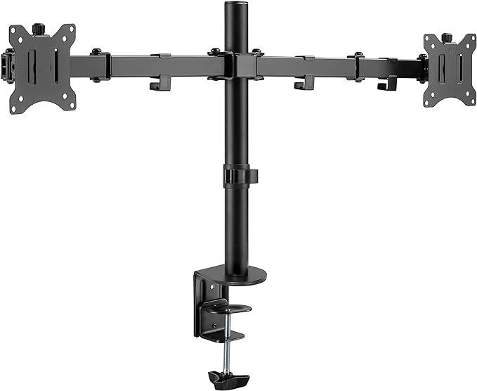 Goobay 58529 Monitorhalterung 2 Monitore 43 cm (17") - 81 cm (32") Tischklemme Monitorarm rotier- & schwenkbar 8 kg