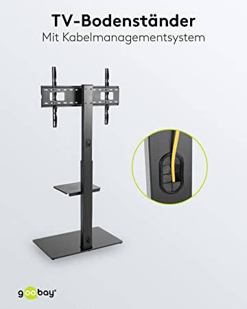 Goobay 58526 TV Bodenständer BASIC 94 cm (37") - 178 cm (70") Halterung 35° schwenkbar, TV Ständer VESA 600x400, 40 kg