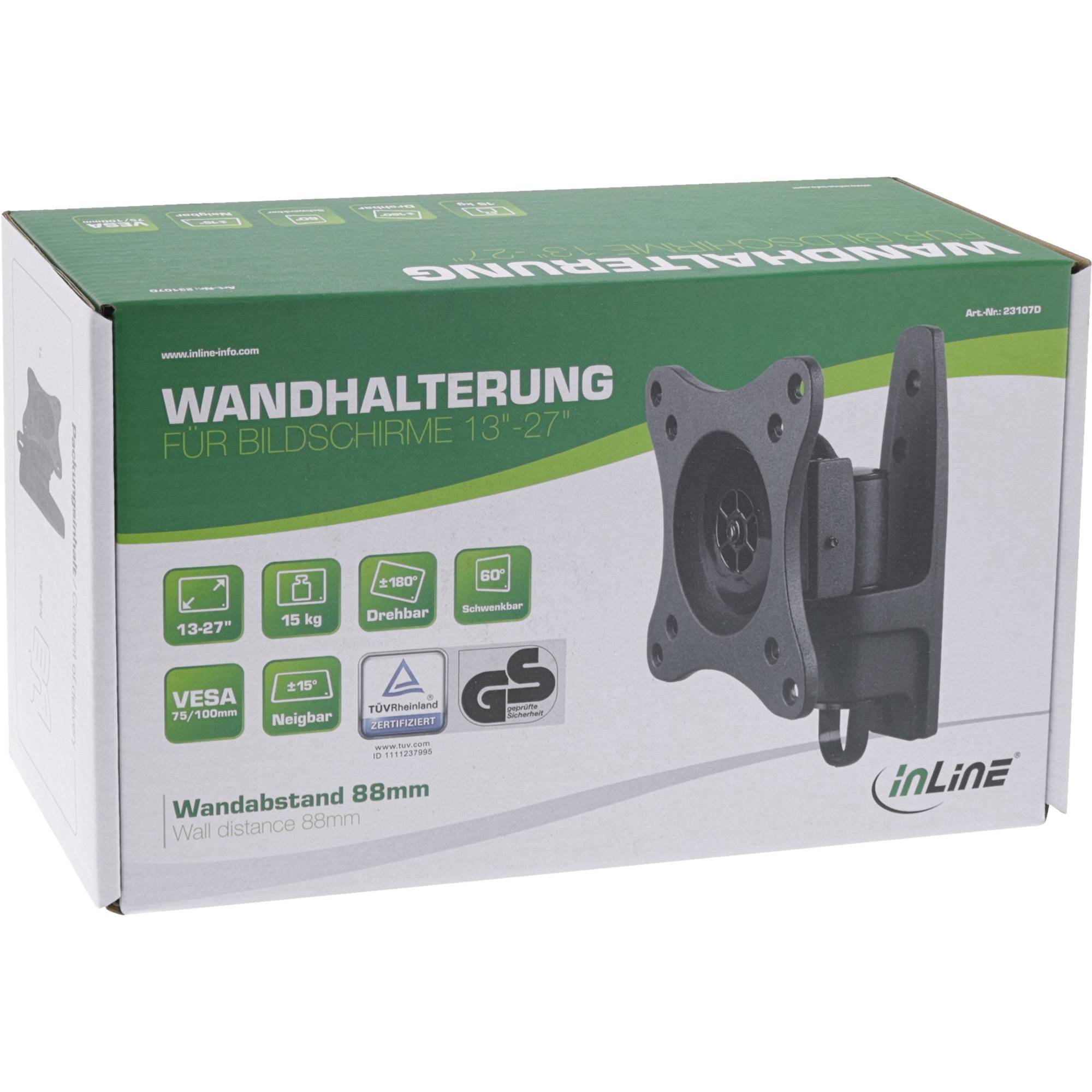 INLINE - Wandhalterung - für Monitore bis 69cm (27"") - max. 15kg