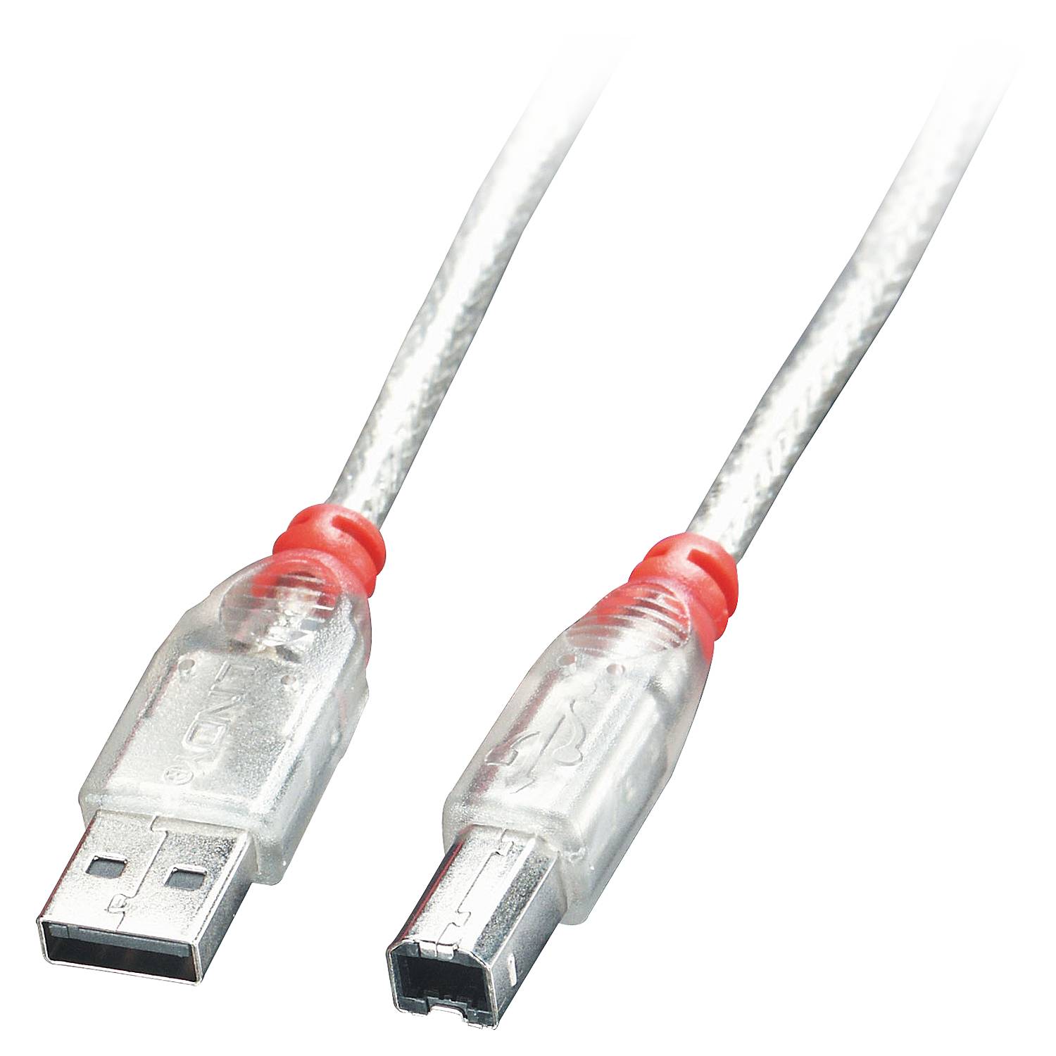 LINDY USB-Kabel USB 2.0 USB-A Stecker, USB-B Stecker 0.50 m Transparent 41751
