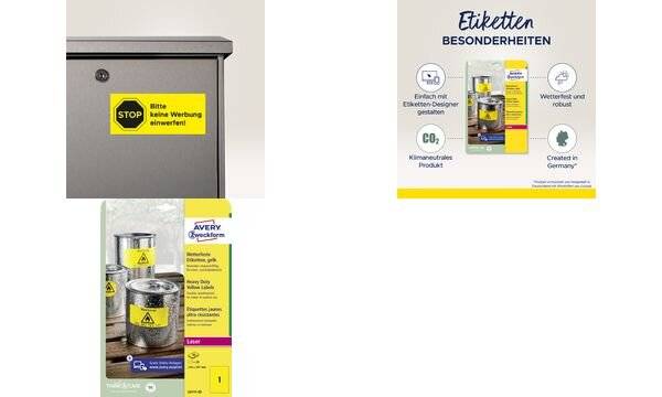 AVERY Zweckform Folien-Etiketten, Durchmesser: 30 mm, gelb (7206128)