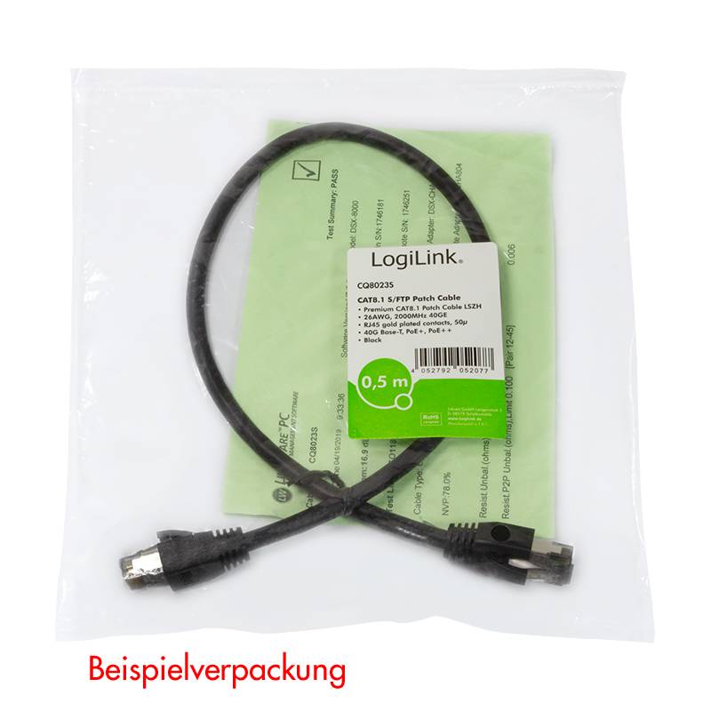 LogiLink CQ8093S RJ45 Netzwerkkabel, Patchkabel CAT 8.1 S/FTP 10.00 m Schwarz Halogenfrei 1 St.