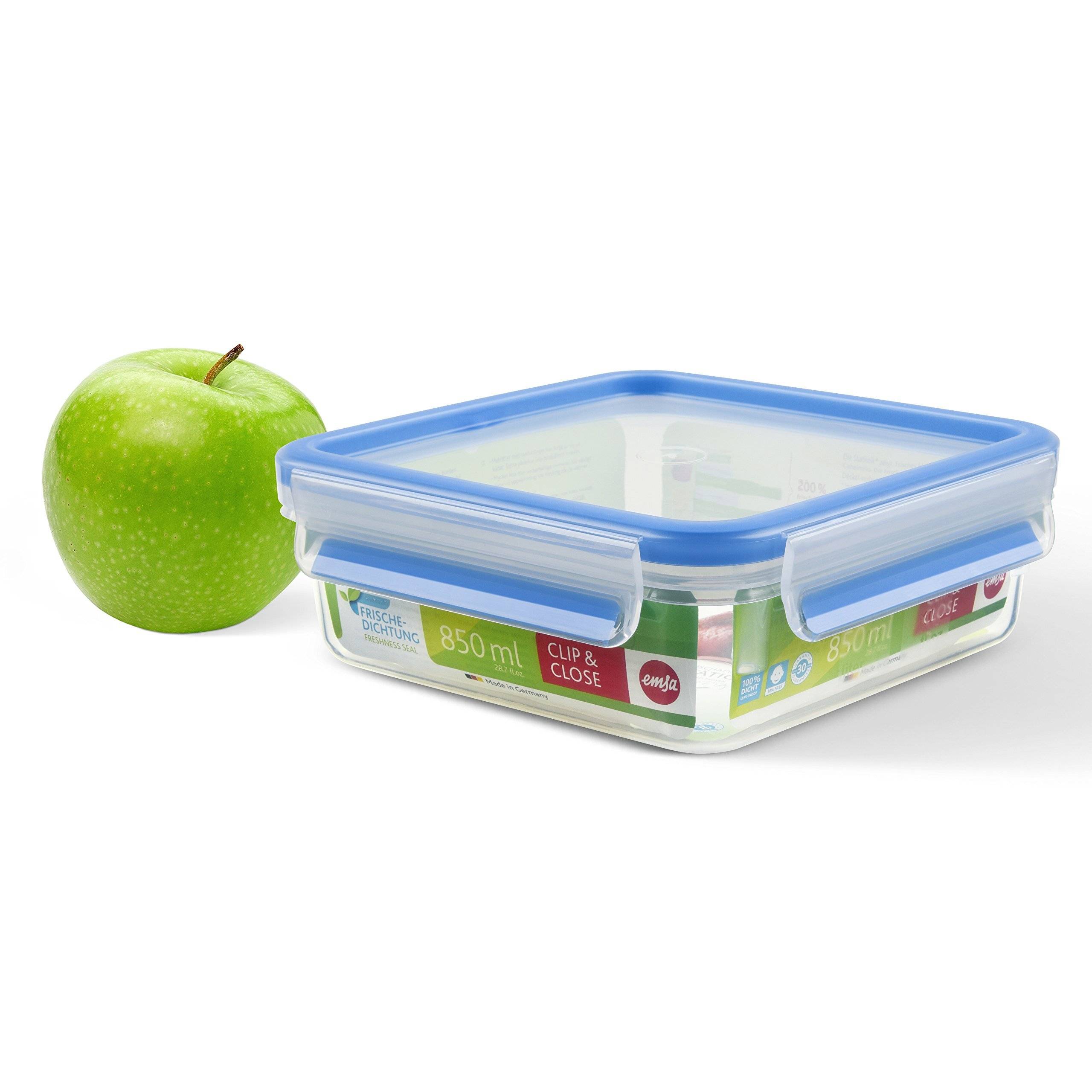 Emsa 508536 Clip und Close 2.0 Frischhaltedose quadratisch, 0,85 L