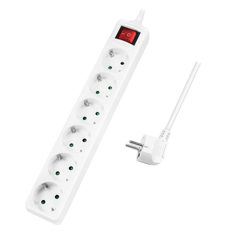LogiLink LPS202 Steckdosenleiste mit Schalter Weiß Schutzkontakt 1 St.