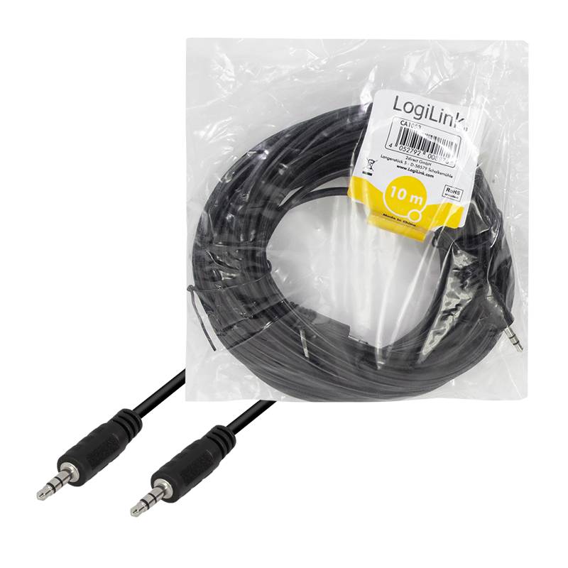 LogiLink CA1053 Klinke Audio Anschlusskabel 10.00 m Schwarz (matt)
