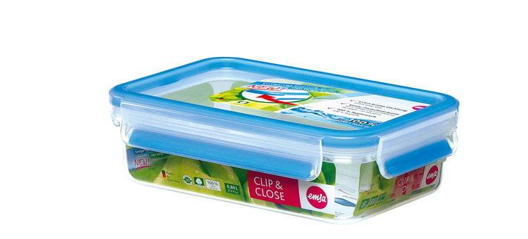EMSA 508539 CLIP & CLOSE FRISCHHALTEDOSEN, Box, Rechteckig, 0,8 l, Transparent, Deutschland, 135 mm