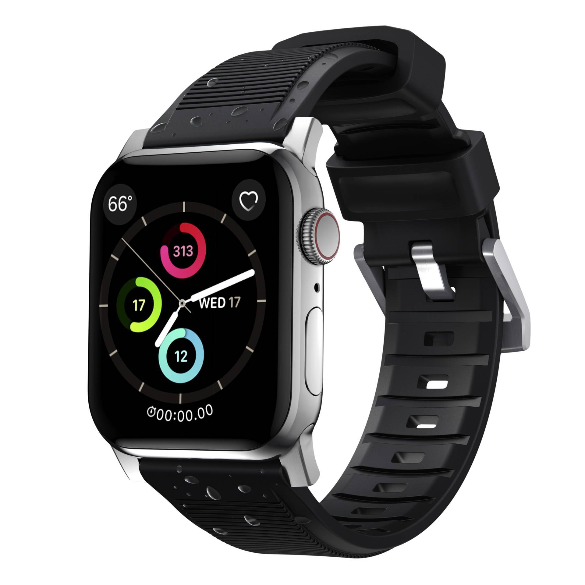 Nomad Rugged Strap Black Connectoor Silver 42/44/45