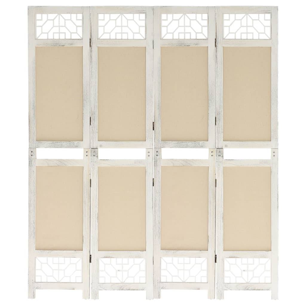 vidaXL 4-tlg. Raumteiler Creme 140x165 cm Stoff