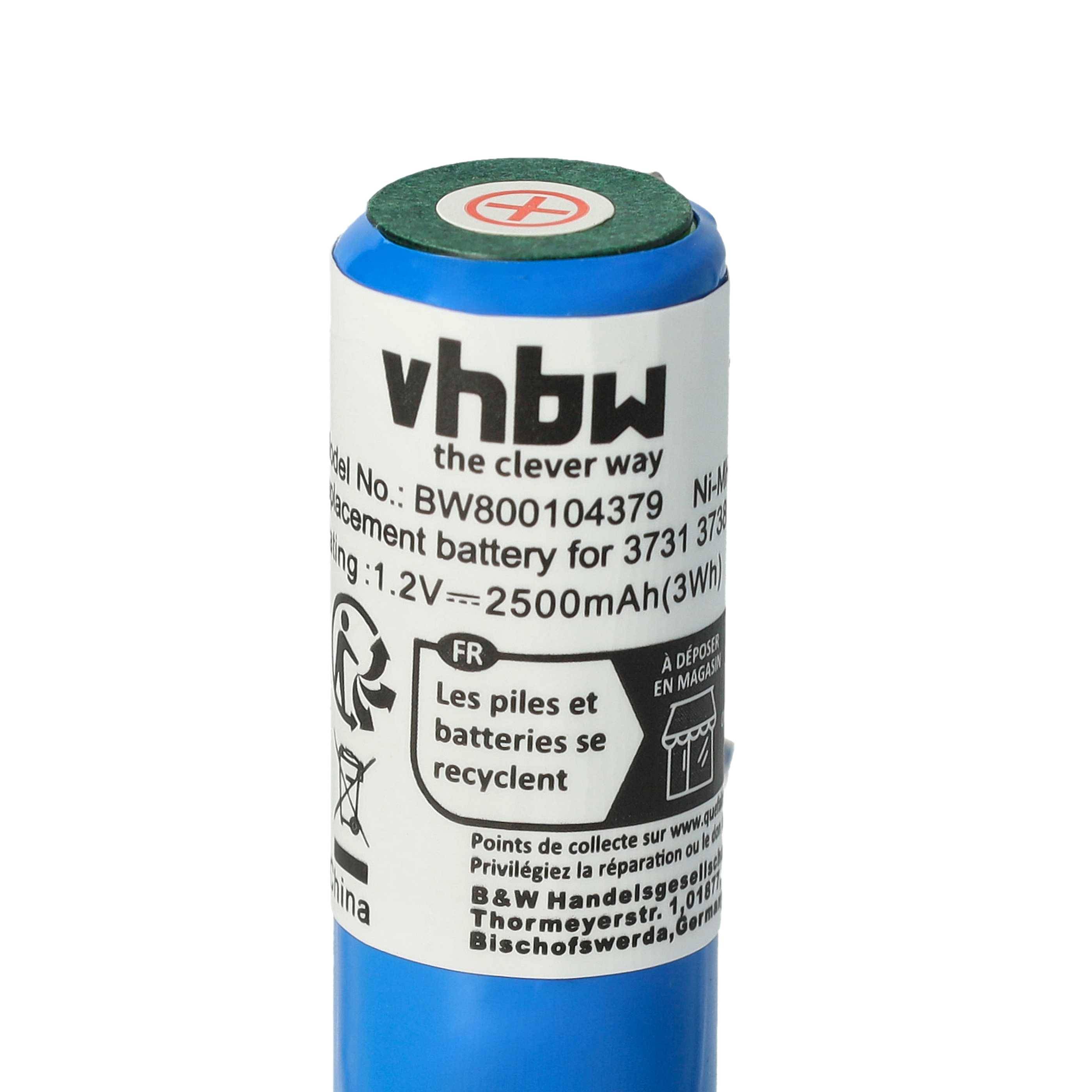 vhbw Akku Ersatz für Braun 3738, 3731 für elektrische Zahnbürste (2500 mAh, 1,2 V, NiMH)