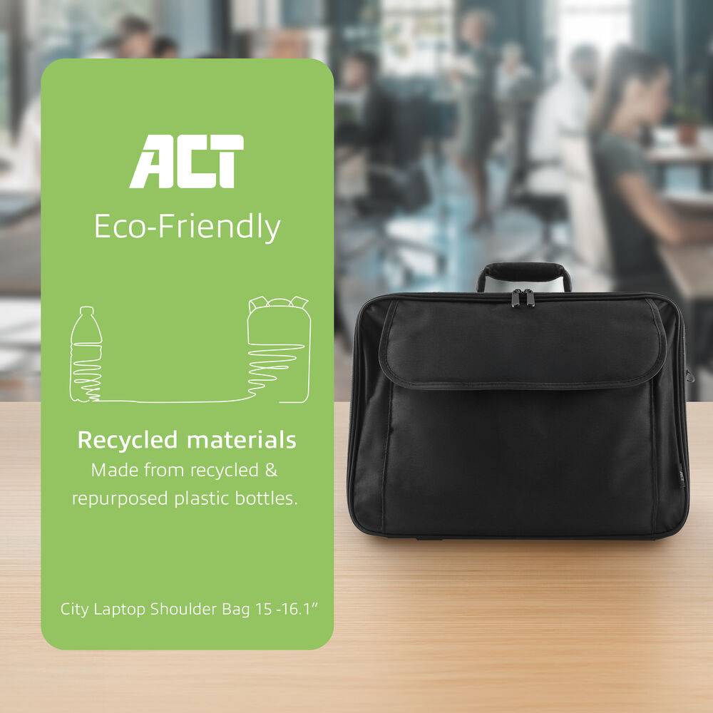ACT AC8500 Laptop-Büro-Umhängetasche | 15-16.1 Zoll | Strapazierfähiges Nylon | Schwarz