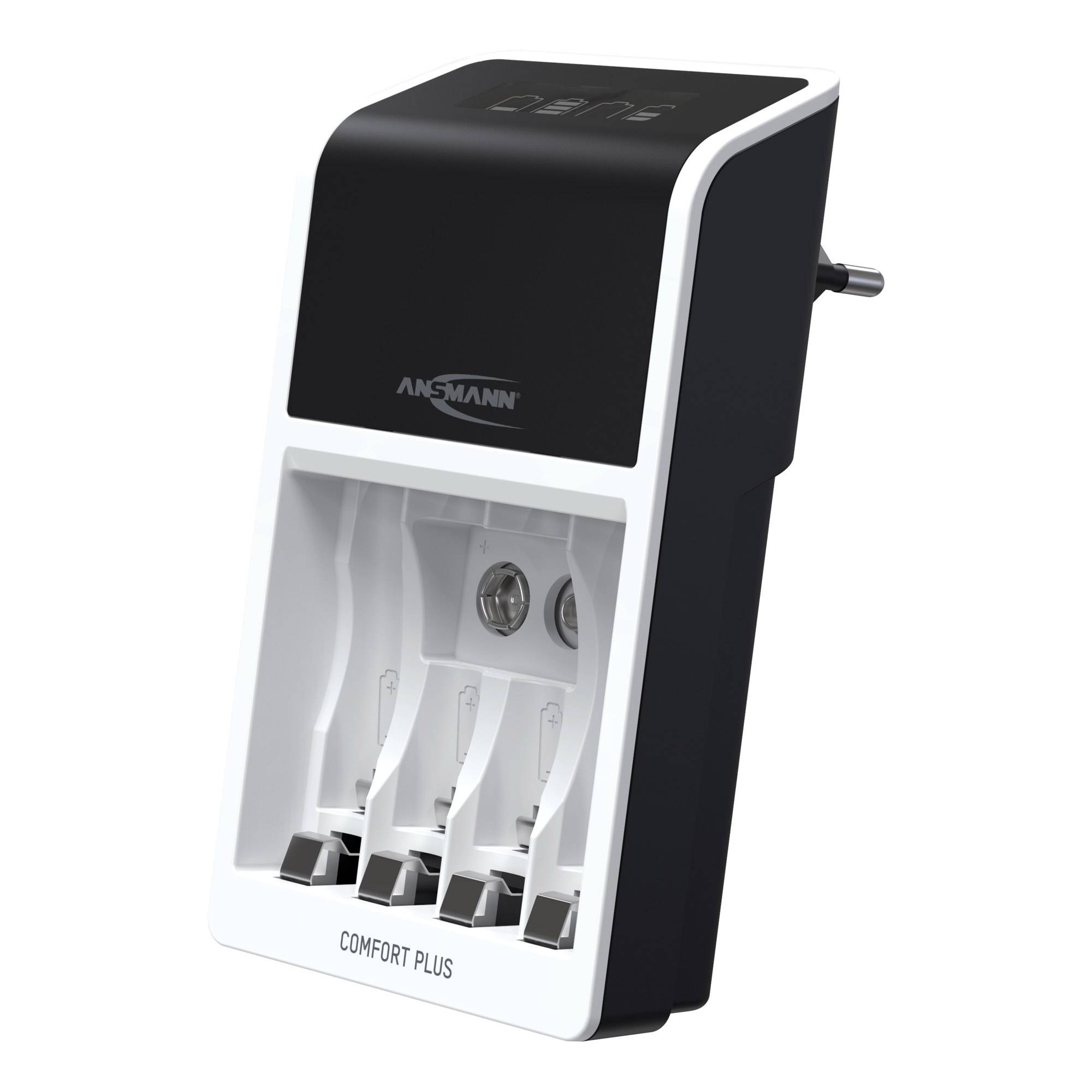 ANSMANN 1001-0094 Comfort Plus Schnell-Ladegerät für NiMH Akkus, AA, AAA und 9V