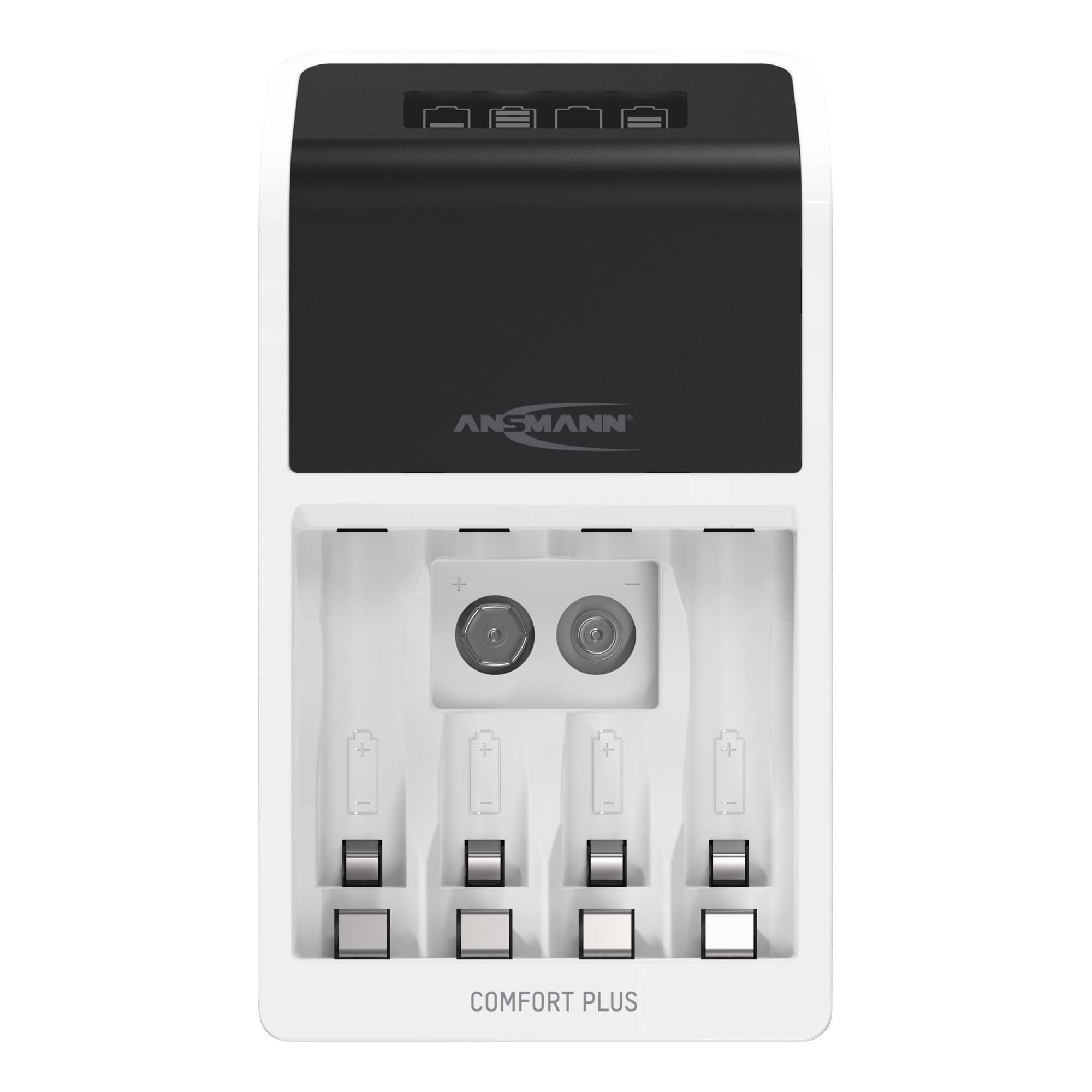 ANSMANN 1001-0094 Comfort Plus Schnell-Ladegerät für NiMH Akkus, AA, AAA und 9V