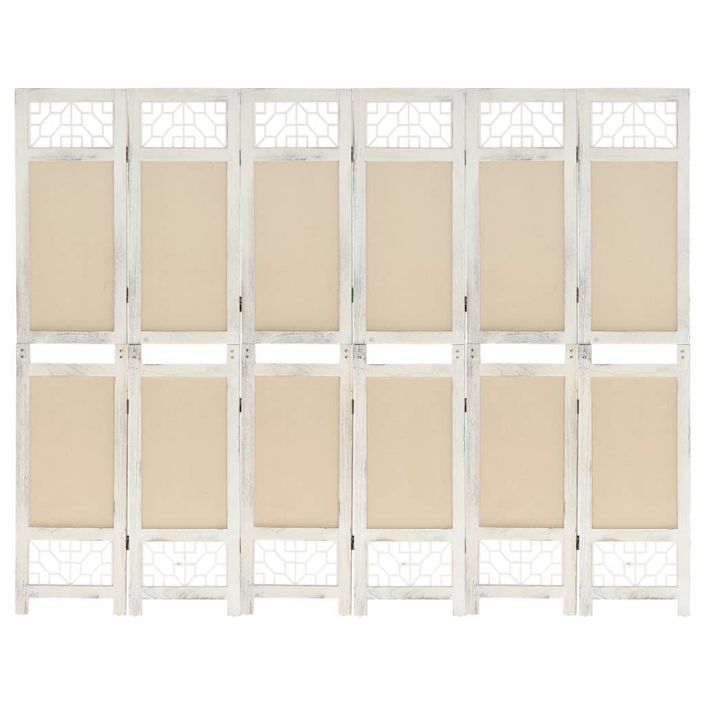 vidaXL 6-tlg. Raumteiler Creme 210x165 cm Stoff