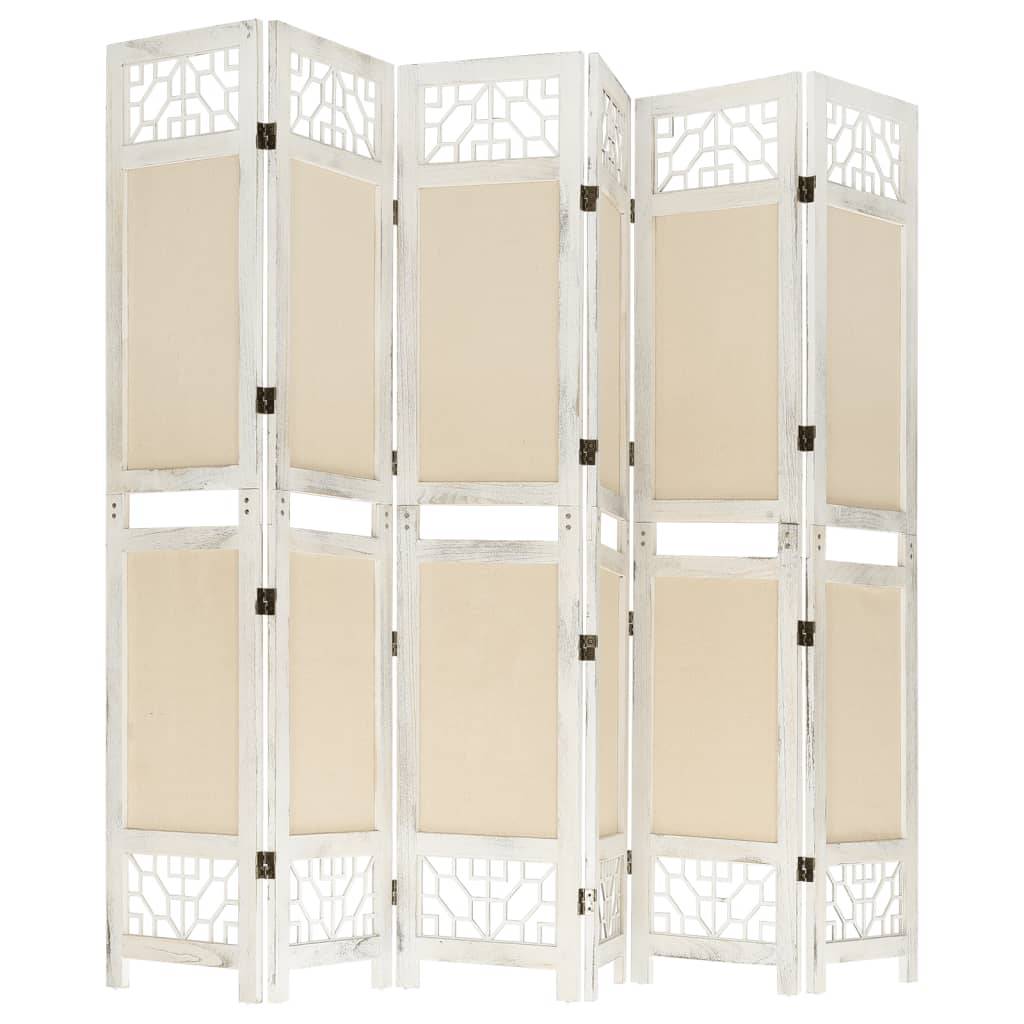 vidaXL 6-tlg. Raumteiler Creme 210x165 cm Stoff
