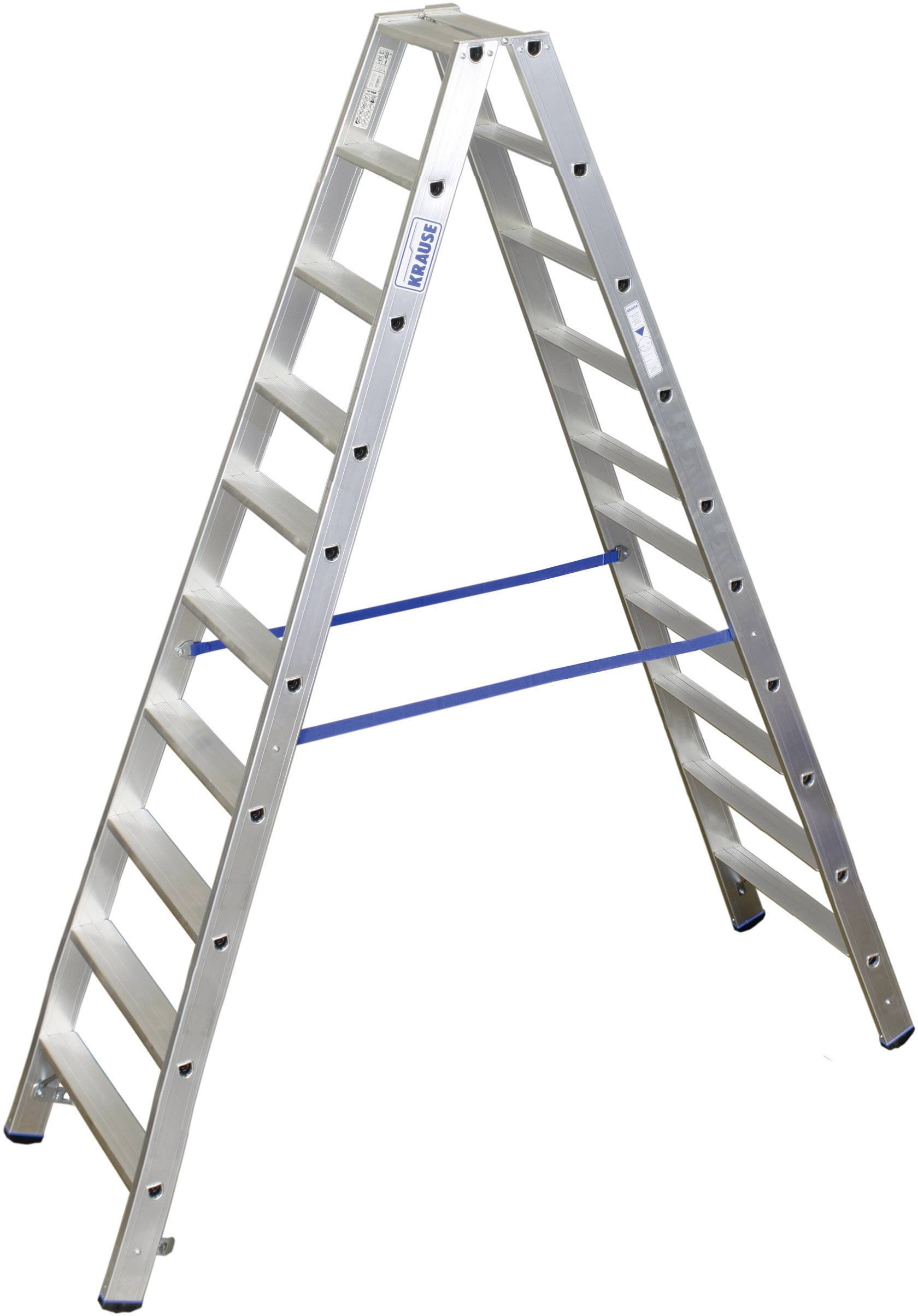 Aluminiumleiter mit acht Stufen auf beiden Seiten, stabil und freistehend, geeignet für Maler- und Montagearbeiten in Innenräumen.