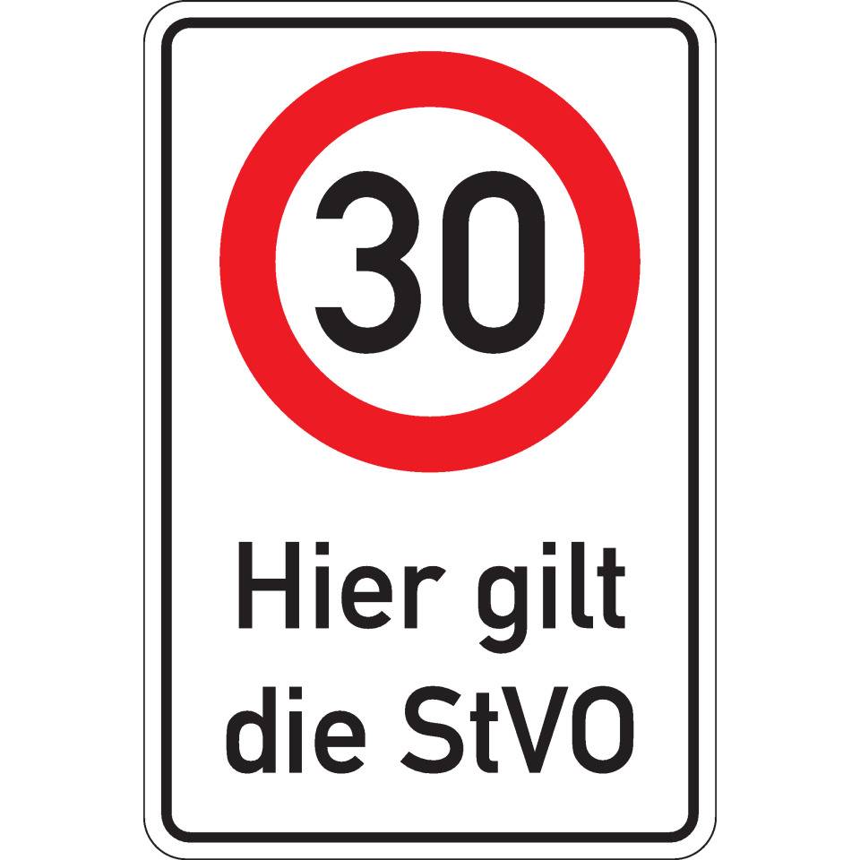 Kombischild 30km/h - Hier gilt die StVO, Aluminium RA0, reflektierend, 600x900mm, DIN 67520, nach StVO