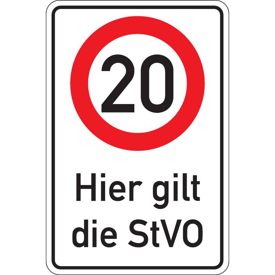 Kombischild 20km/h - Hier gilt die StVO, Aluminium RA0, reflektierend, 600x900mm, DIN 67520, nach StVO