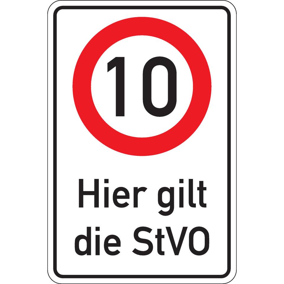 Kombischild 10km/h - Hier gilt die StVO, Aluminium RA0, reflektierend, 600x900mm, DIN 67520, nach StVO