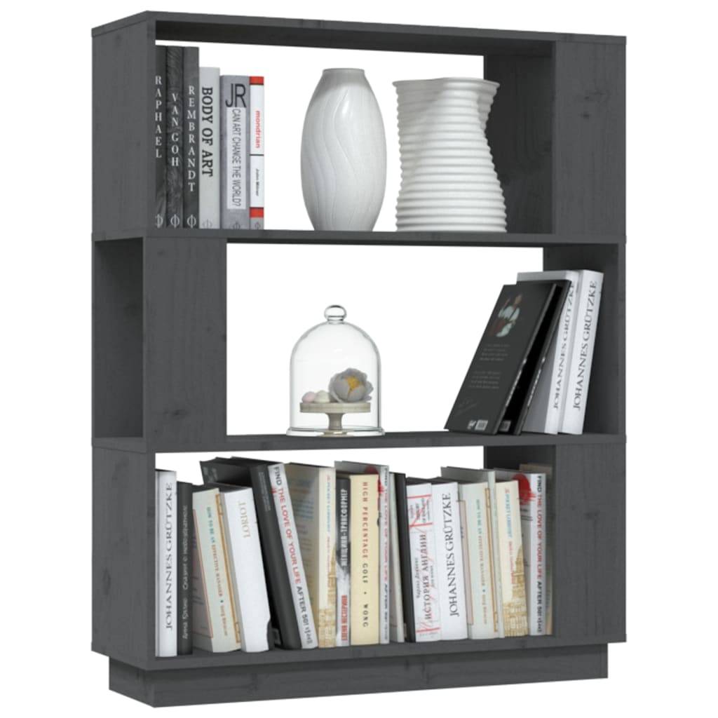 vidaXL Bücherregal/Raumteiler Grau 80x25x101 cm Massivholz Kiefer