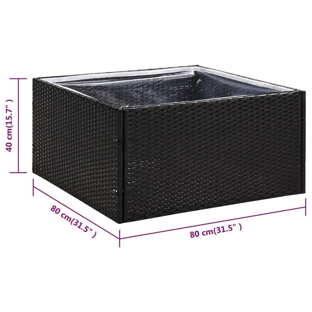 vidaXL Pflanzkübel Schwarz 80x80x40 cm Poly Rattan