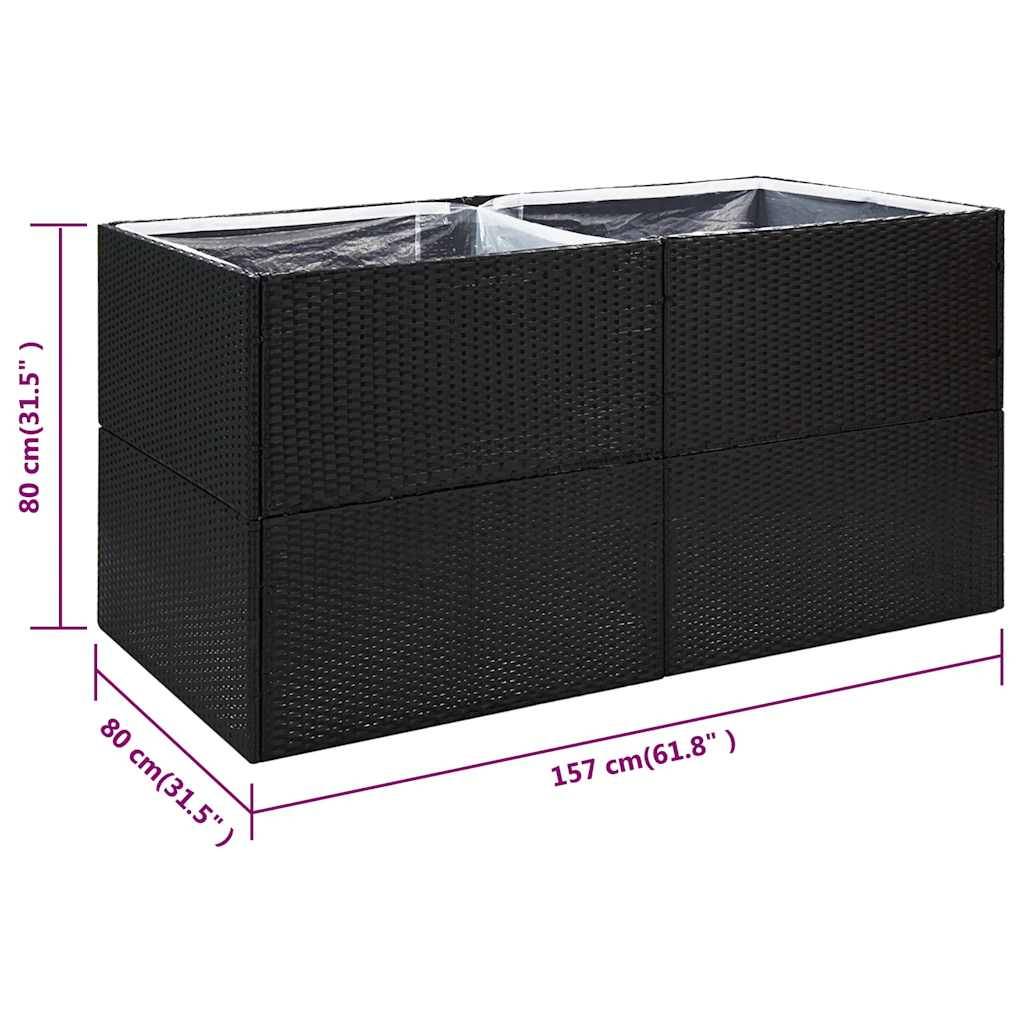vidaXL Pflanzkübel Schwarz 157x80x80 cm Poly Rattan