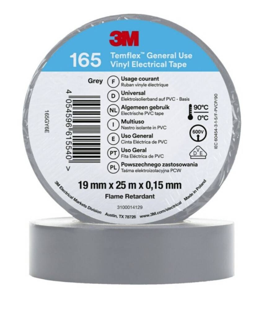 3M Temflex™ 165 165GY6E Isolierband Temflex™ 165 Grau (L x B) 25 m x 19 mm 1 St.